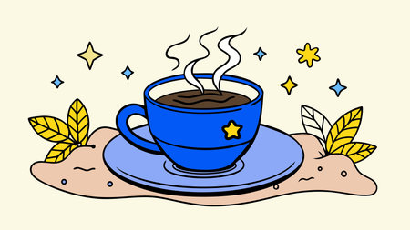 Flat vector artwork in soft beige-brown pastels conveys a serene relaxing mood, featuring elegant simplicity and expansive central negative space ideal for overlays. Suited for applications like cafe advertisements, beverage packaging, social media promotions, and lifestyle branding in food industry. Versatile design enhances visuals with. AI-generated vector illustration. AI-generated illustration.のイラスト素材