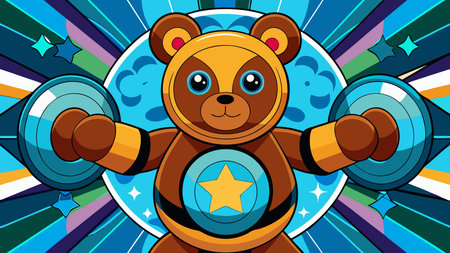 Dynamic modern graphic novel style artwork with radial symmetry and pulsating bioluminescent lighting, blending protective strength with endearing charm. Perfect for desktop wallpapers, mobile backgrounds, gaming interfaces, fantasy book covers, and promotional materials in sci-fi genres. Appeals to designers, marketers, and creative professionals seeking cap. AI-generated vector illustration. AI-generated illustration.のイラスト素材