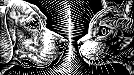 Dynamic vector design with symmetrical mirrored outlines and intense spotlight effects, blending...