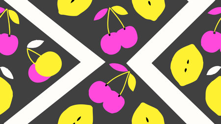 Playful geometric flat design in repeating tile format with even matte lighting, capturing a fun...