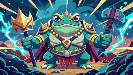 Dynamic graphic illustration showcasing symmetrical bolt-crack composition, electric storm lighting, and booming playful mood in fantasy style. Ideal for wallpapers, gaming backgrounds, fantasy merchandise, apparel prints, and social media graphics targeting gamers, children, and creative enthusiasts. Ultra-detailed design ensures high versatility for digital. AI-generated vector illustration. AI-generated illustration.のイラスト素材