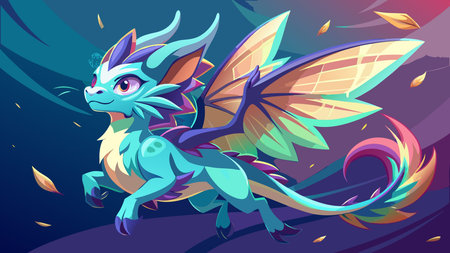 Graphic fantasy style artwork with dynamic flight path composition, iridescent pearl glow lighting, and a blend of graceful poise and intense power. Perfect for wallpapers, fantasy-themed apps, gaming interfaces, promotional graphics, and digital media targeting creative designers, gamers, and fantasy enthusiasts. Offers versatile appeal in high-re. AI-generated vector illustration. AI-generated illustration.のイラスト素材