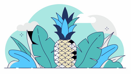 Sleek continuous stroke vector design evokes an exotic, refreshing tropical mood with minimal lighting gradients and precise line work. Ideal for applications in food packaging, beverage labels, summer apparel, lifestyle branding, and digital media. Scalable format suits graphic designers in hospitality, wellness, and travel sectors seeking vibrant. AI-generated vector illustration. AI-generated illustration.のイラスト素材