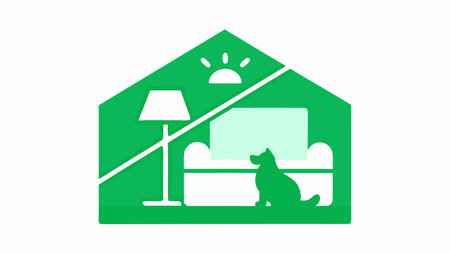 Minimalist one-line vector artwork captures interactive pet encounter with dynamic diagonal tension lines and soft warm home interior lighting, conveying a mood of tentative friendship and curiosity. Perfect for pet branding, children's books, greeting cards, social media graphics, apparel prints, and educational materials aimed at animal lovers. Scalable des. AI-generated vector illustration. AI-generated illustration.のイラスト素材