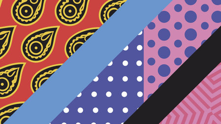 A creative digital illustration depicting Seamless paisley graphic patterns in rich jewel tones of...