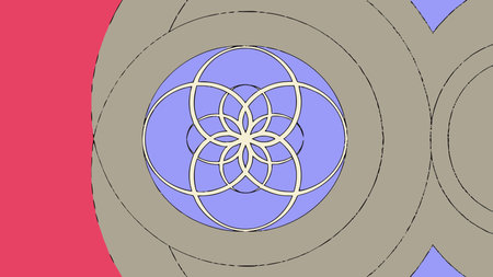 Esoteric digital artwork embodying mathematical harmony through infinite overlapping circles and...