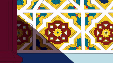 Exquisite digital artwork embodying the intricate Islamic mosaic style with interlocking arabesque...