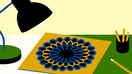 A creative digital illustration depicting Quilling paper mandala with coiled strips, 3D textured...