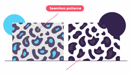 Bold graphic pattern embodying fierce wildlife fashion with exotic animal skin aesthetics and dramatic fur textures under studio spot lighting. Ideal for fashion textiles, apparel prints, luxury packaging, digital wallpapers, and graphic design projects targeting creative industries. Versatile tileable design enhances versatility for designers seek. AI-generated vector illustration. AI-generated illustration.のイラスト素材