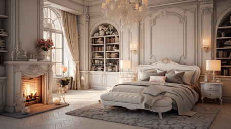 Interior of a cozy room in glamor style.の素材