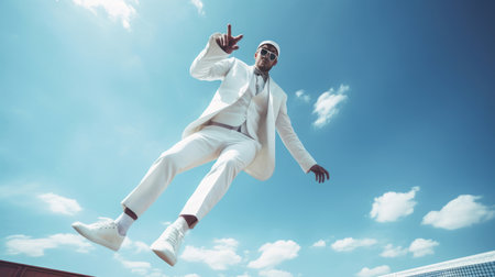 One man playing tennis isolated on black background in mixed light. Studio shot fit young male player in motion or action during sport game. Concept of movement, sport, healthy lifestyle. Playing sports, healthy lifestyle, physical activity, trainingの素材