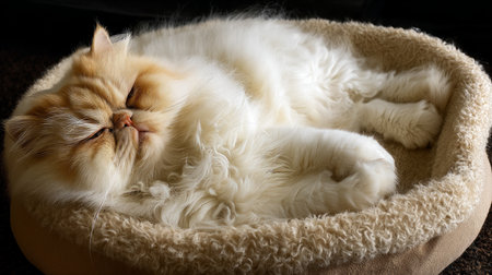 Domestic cat with signs of obesity: thick belly and swollen fat muzzle. Sedentary lifestyle in a pet. Disease. Laziness.の素材