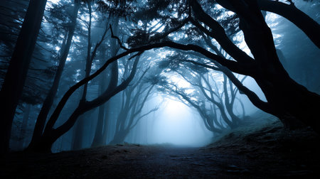 Halloween pumpkin on abandoned old road and medieval castle on the backgroundの素材