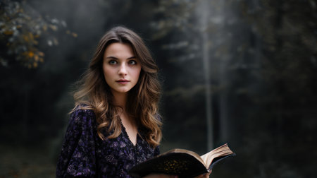 Halloween pumpkin on abandoned old road and medieval castle on the backgroundの素材