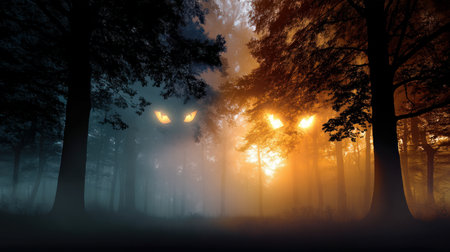 Halloween pumpkin on abandoned old road and medieval castle on the backgroundの素材