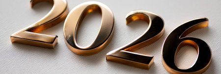 Happy new year 2026 - festive new year party background greeting card with text - Golden yellow fireworks in dark black nightの素材