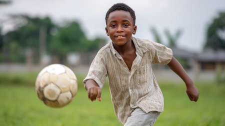 African primary school children playing games. Black children, full of life and joy, enjoying their childhood and playing together. Small faces with big smiles.の素材
