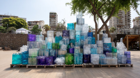 Planet Earth with clean air and nature relying on renewable resources. Ecological concept of alternative sustainable energy for an ecologically clean planet. Concept of ecology and environmental protection.の素材