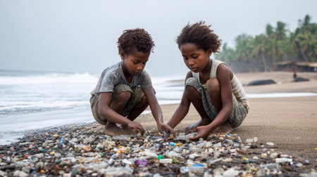 Planet Earth with clean air and nature relying on renewable resources. Ecological concept of alternative sustainable energy for an ecologically clean planet. Concept of ecology and environmental protection.の素材