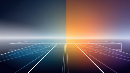 Abstract tennis background for sport game illustration with copy space in minimalist style. Tennis court top view. Ideal for sports events, competitions, poster, background.の素材