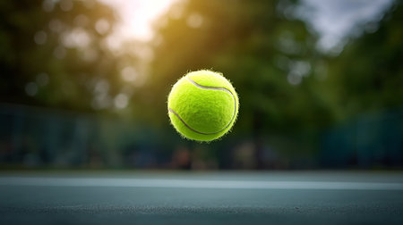 Tennis point. A tennis ball that hits the line earns a point. sports game, competition and great pastime for a healthy lifestyle.の素材