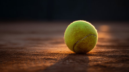 Tennis point. A tennis ball that hits the line earns a point. sports game, competition and great pastime for a healthy lifestyle.の素材