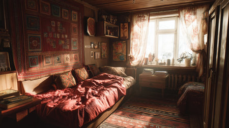 Interior of a cozy room in Russian style.の素材