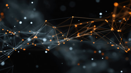 Abstract 3d sphere with interconnected lines and nodes, symbolizing a big data futuristic digital network .Digital Artificial Intelligence background with particles. 3D wireframe geometric sphere.の素材