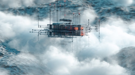 Cloud Computing service : Real Cloud and applications control over the city for network security computerの素材