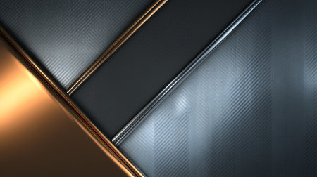 Steel panels or sheets with slots between them. Abstract modern architecture and industrial background. Fragment of hi-tech building with polygonal geometric structure in shades of metallic gray colorの素材
