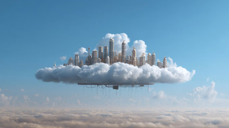 backup service on the internet network, technology cloud data storage. concept of application platform connects technology, solution big data, information system security, and business digital server, floating above a smart city in the clouds.の素材