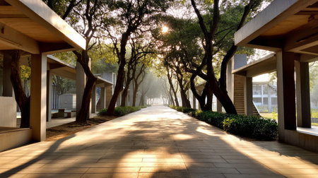 Abstract blurred empty interior space of college or university study. Blurred classroom with bookshelves with defocus effect. use for background or backdrop in bookstore, business or education resource concept.の素材