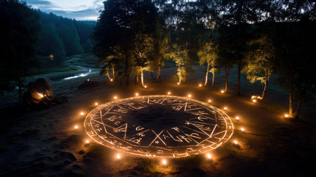 Halloween pumpkin on abandoned old road and medieval castle on the backgroundの素材