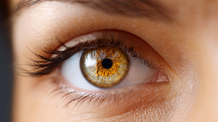 Beautiful, unusual, bright eye close-up with details of light blue iris. Ophthalmologist, buying glasses and optics, advertising vision.の素材