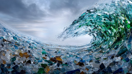 Planet Earth with clean air and nature relying on renewable resources. Ecological concept of alternative sustainable energy for an ecologically clean planet. Concept of ecology and environmental protection.の素材