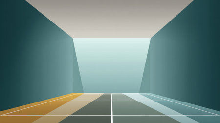 Abstract tennis background for sport game illustration with copy space in minimalist style. Tennis court top view. Ideal for sports events, competitions, poster, background.の素材