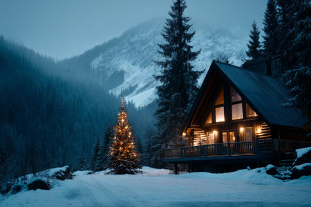 A chic, creative, and beautiful Christmas or New Year tree for the interior of a stylish home or office, in a minimalist styleの素材