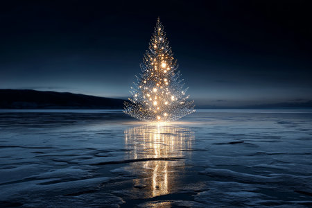 A chic, creative, and beautiful Christmas or New Year tree for the interior of a stylish home or office, in a minimalist styleの素材