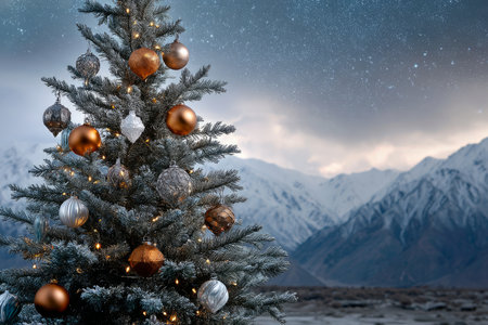 A chic, creative, and beautiful Christmas or New Year tree for the interior of a stylish home or office, in a minimalist styleの素材