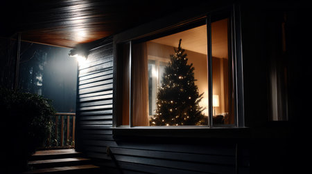 Loneliness during christmas holidays with copy space, holiday contrast, aging, and emotional storytelling.の素材