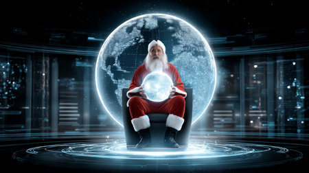 Merry Christmas and Happy New Year! A creative and unique Santa Claus imageの素材