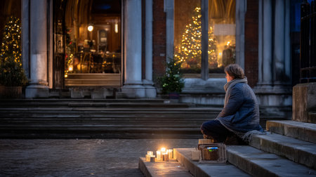 As a result of winter's cold, harshness, and warmth, holidays merge into one moment. The concept of loneliness and social support.の素材