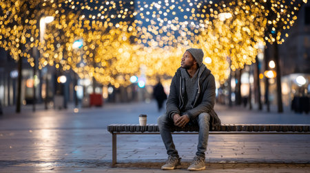 As a result of winter's cold, harshness, and warmth, holidays merge into one moment. The concept of loneliness and social support.の素材