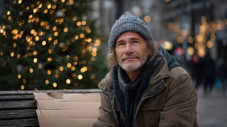 As a result of winter's cold, harshness, and warmth, holidays merge into one moment. The concept of loneliness and social support.の素材