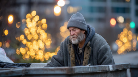 As a result of winter's cold, harshness, and warmth, holidays merge into one moment. The concept of loneliness and social support.の素材