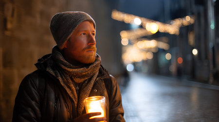 As a result of winter's cold, harshness, and warmth, holidays merge into one moment. The concept of loneliness and social support.の素材