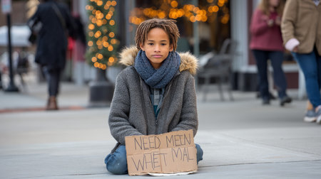 As a result of winter's cold, harshness, and warmth, holidays merge into one moment. The concept of loneliness and social support.の素材
