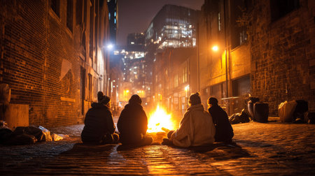 As a result of winter's cold, harshness, and warmth, holidays merge into one moment. The concept of loneliness and social support.の素材