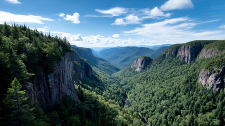 Mountain view above clouds with flowers and blooming bushes at sunset with sunbeams. Calm close-up of beautiful mountains and mountain landscape, screensaver background, Beautiful panorama. Summer vacation, holiday, amazing natureの素材