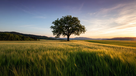 A beautiful, sun-drenched spring summer meadow. Natural colorful panoramic landscape with many wild flowers of daisies against blue sky. A frame with soft selective focusの素材